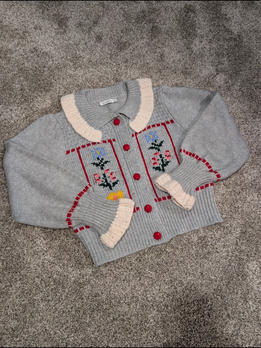 See and Be Seen - L - Floral Cottagecore Knit Cardigan